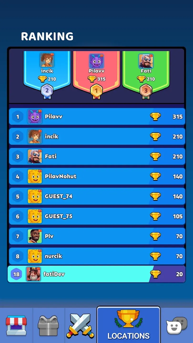 Crossle game leaderboard showing global rankings and player statistics